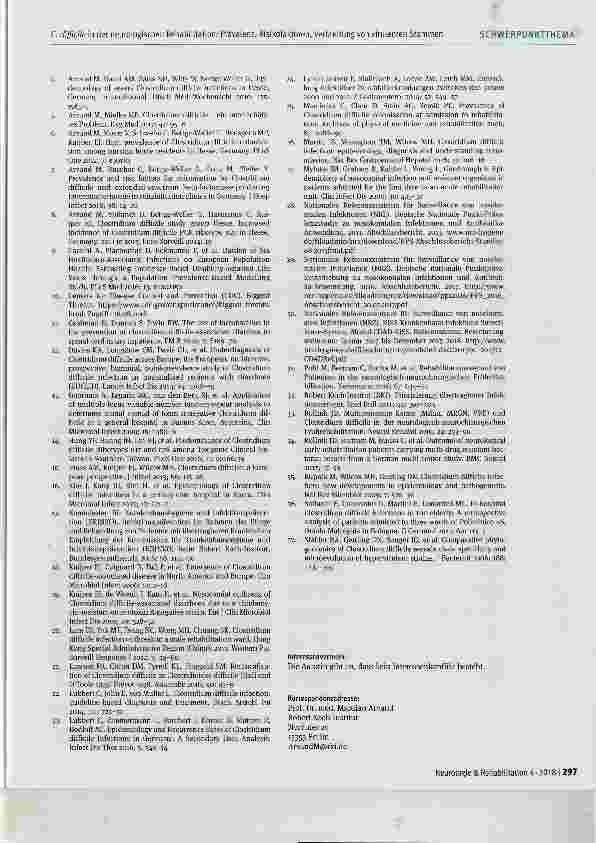 Vorschauseite 5: Clostridbides difficile in der neurologischen Rehabilitation: Prävalenz, Risikofaktoren und Verbreitung von virulenten Stämmen