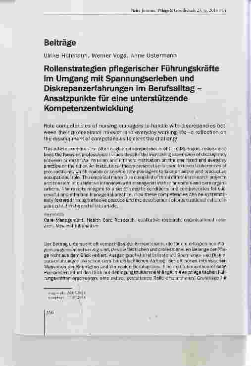 Vorschauseite 1: Rolienstrategien pflegerischer Führungskräfte im Umgang mit Spannungserleben und Diskrepanzerfahrungen im Berufsalltag - Ansatzpunkte für eine unterstützende Kompetenzentwicklung