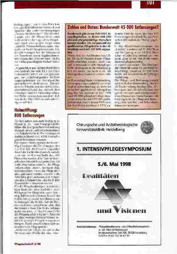 Vorschauseite 2: Jeder fünfte Arbeitsplatz ist in Gefahr Stationäre Altenhilfe schlägt Alarm