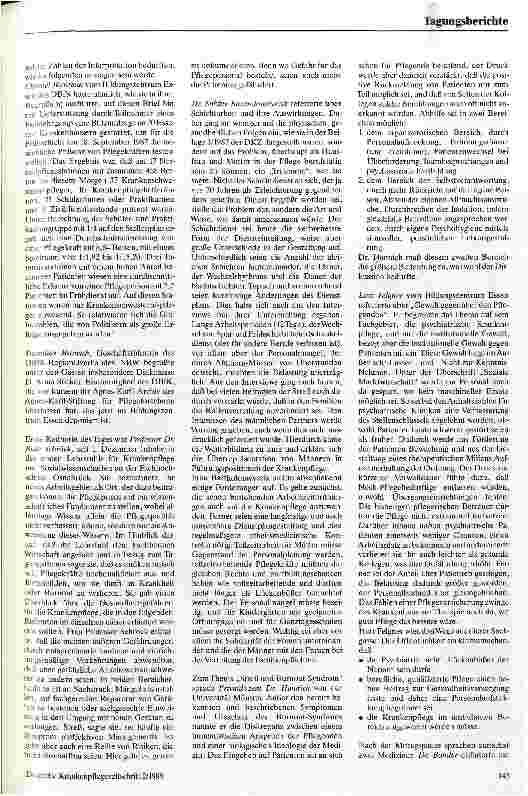 Vorschauseite 2: Gesundheitsgefährdung des Pflegepersonals 2.Essener Pflegesymposion am 30.11.1987 in Essen