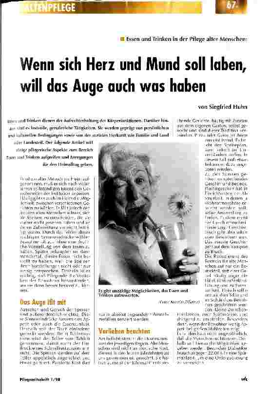 Vorschauseite 1: Wenn sich Herz und Mund soll laben, will das Auge auch was haben Essen und Trinken in der Pflege alter Menschen