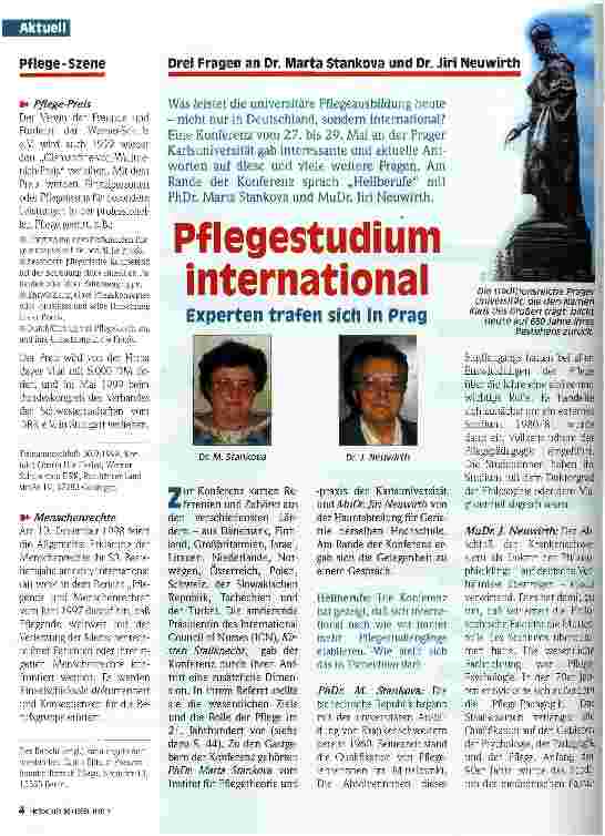 Vorschauseite 1: Pflegestudium international Experten trafen sich in Prag