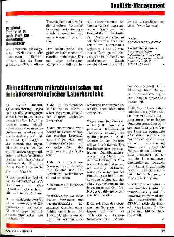 Vorschauseite 1: Akkreditierung mikrobiologischer und infektionsserologischer Laborbereiche