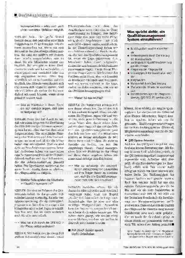 Vorschauseite 2: Ohne klares Verfahren ist gute Organisation nicht machbar Zur Einführung des Qualitätsmanagements-Systems nach DIN ISO 9001
