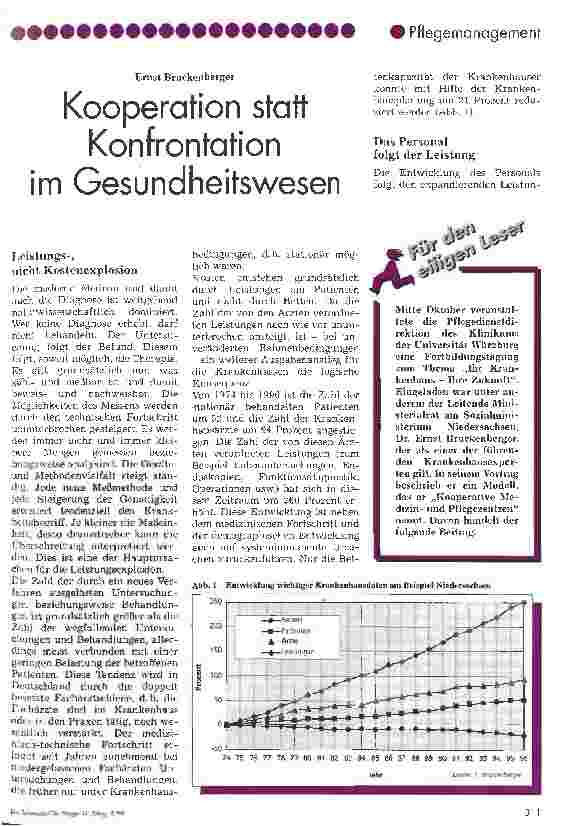 Vorschauseite 1: Kooperation statt Konfrontation im Gesundheitswesen