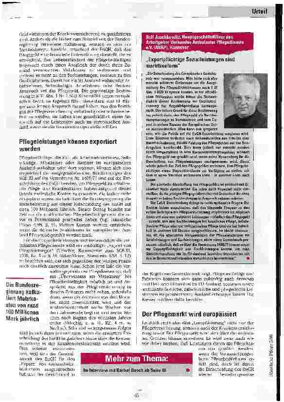 Vorschauseite 2: Europaweit pflegen Der Europäische Gerichtshof und die Europäisierung der Pflegeversicherung