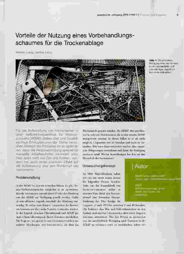 Vorschauseite 1: Vorteile der Nutzung eines Vorbehandlungsschaumes für die Trockenablage