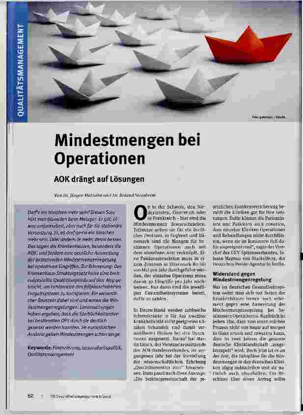 Vorschauseite 1: Mindestmengen bei Operationen