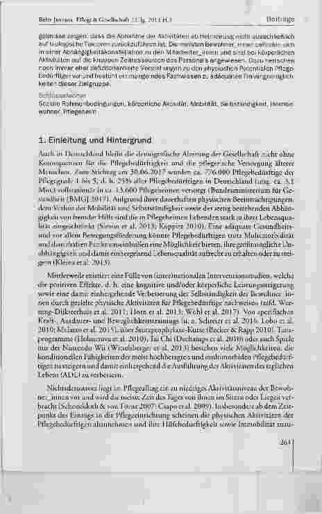 Vorschauseite 2: Soziale Rahmenbedingungen körperlich sportiver Aktivitäten im Pflegeheim: Ergebnisse einer qualitativ explorativen Studie