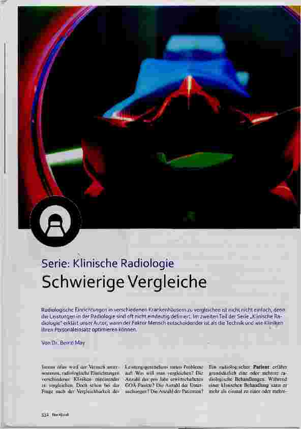 Vorschauseite 1: Serie: Klinische Radiologie Schwierige Vergleiche