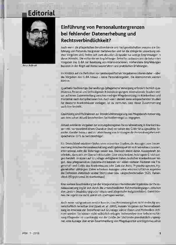Vorschauseite 1: Einführung von Personaluntergrenzen bei fehlender Datenerhebung und Rechtsverbindlichkeit?