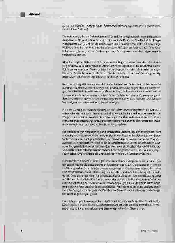 Vorschauseite 2: Einführung von Personaluntergrenzen bei fehlender Datenerhebung und Rechtsverbindlichkeit?