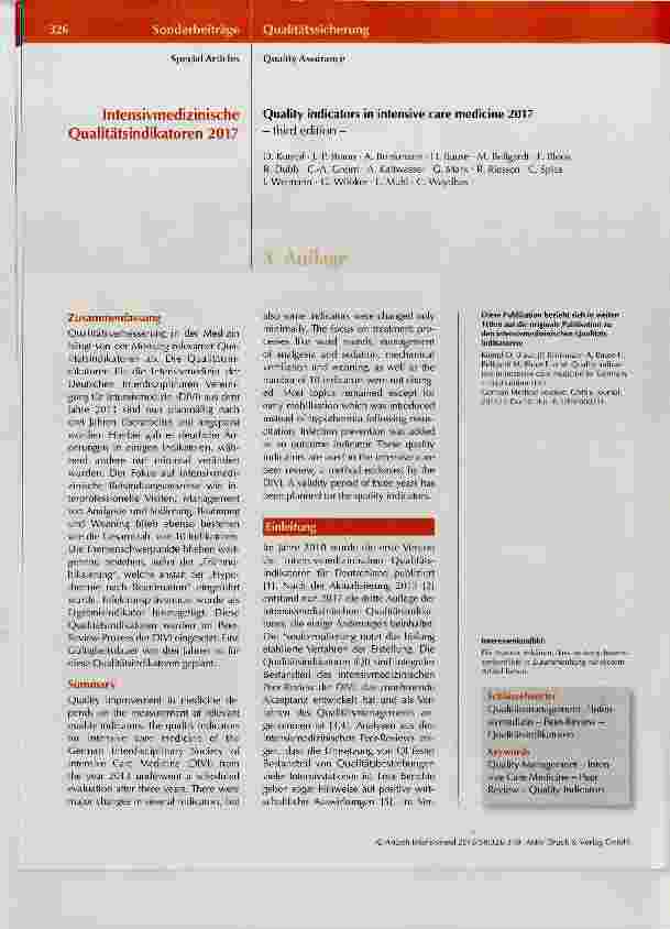 Vorschauseite 1: Intensivmedizinische Qualitätsindikatoren 2017