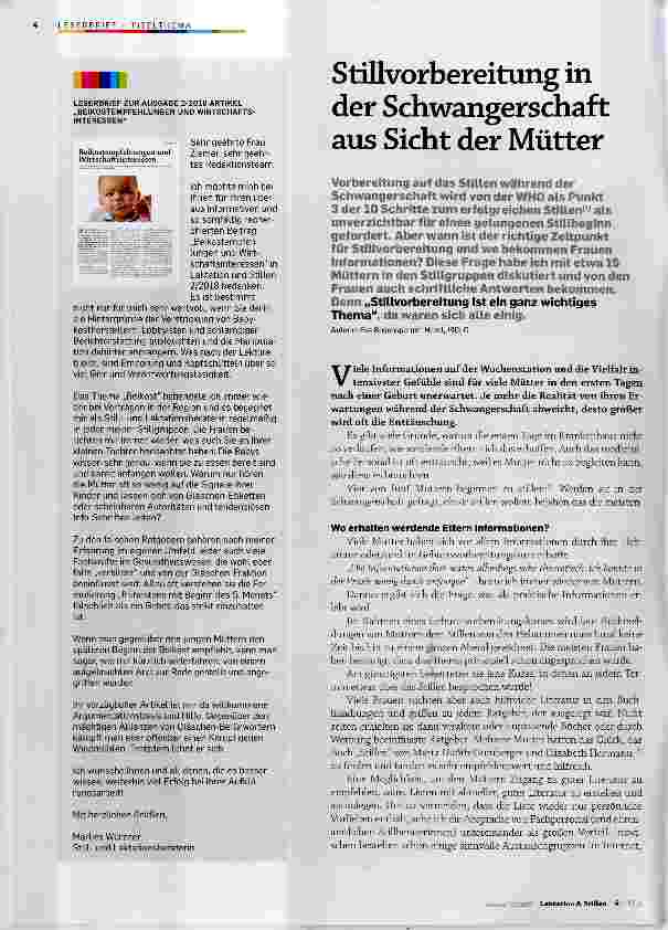 Vorschauseite 1: Stillvorbereitung in der Schwangerschaft aus Sicht der Mütter