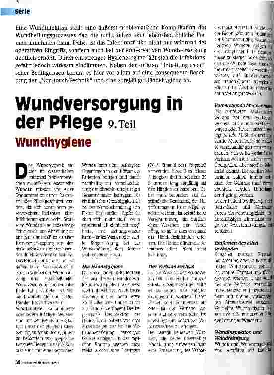 Vorschauseite 1: Wundversorgung in der Pflege 9. Teil - Wundhygiene