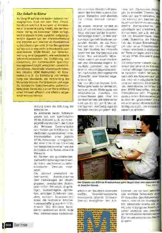Vorschauseite 2: Webtechnologie als Werkzeug qualitätsorientierten Klinikmanagements Umfassendes Qualitätsmanagement (UQM) mit Hilfe von Internet und Intranet effizient und marktorientiert realisi…