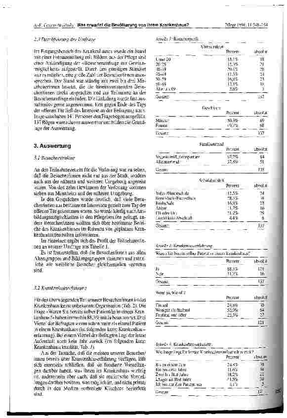 Vorschauseite 3: Was erwartet die Bevölkerung von ihrem Krankenhaus? Besucherbefragung am Tag der offenen Tür in einem KH der Maximalversorgung