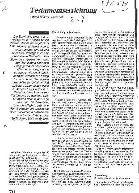 Vorschauseite 1: Testamentserrichtung