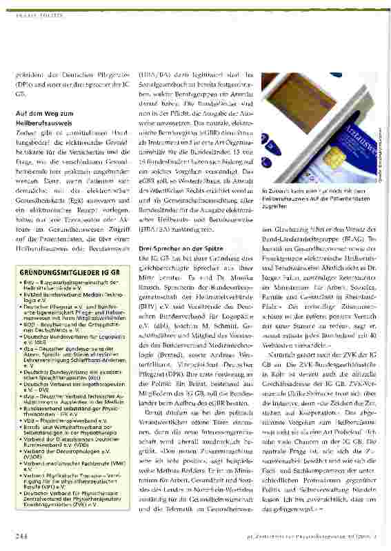 Vorschauseite 2: Gesundheitsberufe werden Interessengemeinschaft