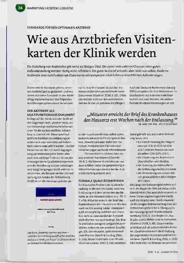 Vorschauseite 1: Wie aus Arztbriefen Visitenkarten der Klinik werden