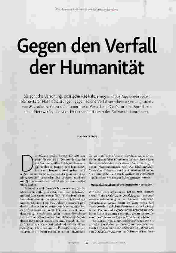 Vorschauseite 2: Gegen den Verfall der Humanität