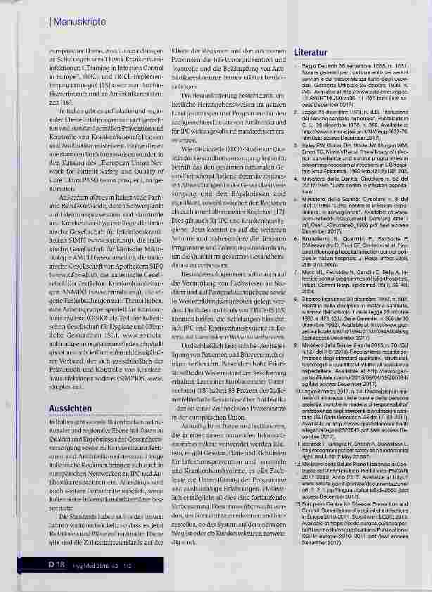 Vorschauseite 4: Infektionskontrolle und Krankenhaushygiene in Italien: aktueller Stand und Perspektiven