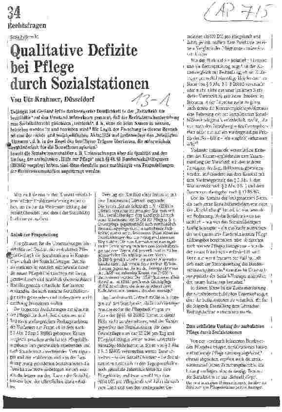 Vorschauseite 1: Qualitative Defizite bei Pflege durch Sozialstationen