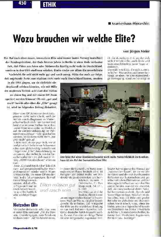 Vorschauseite 1: Wozu brauchen wir Elite? Krankenhaus-Hierarchie