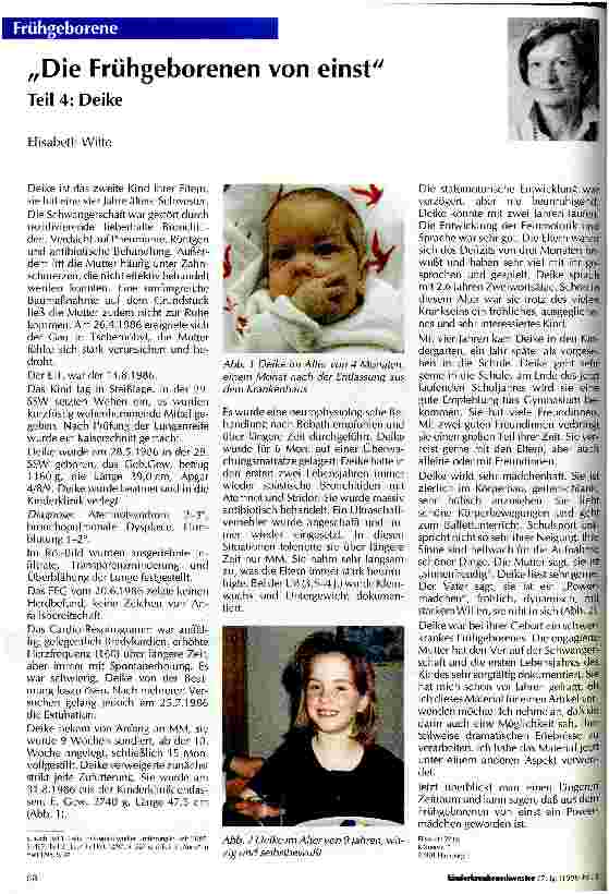 Vorschauseite 1: Die Frühgeborenen von einst Teil 4: Deike