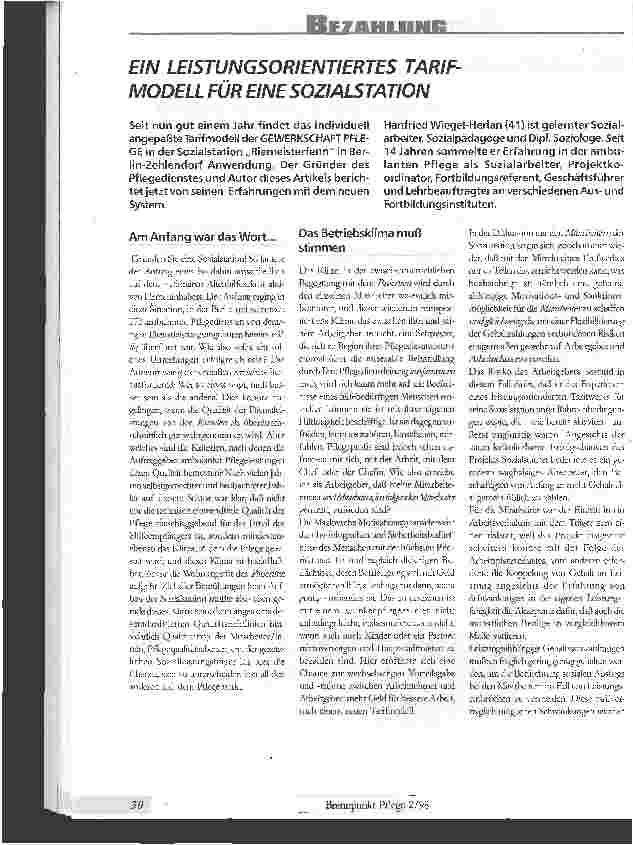 Vorschauseite 1: Ein leistungsorientiertes Tarifmodell für eine Sozialstation