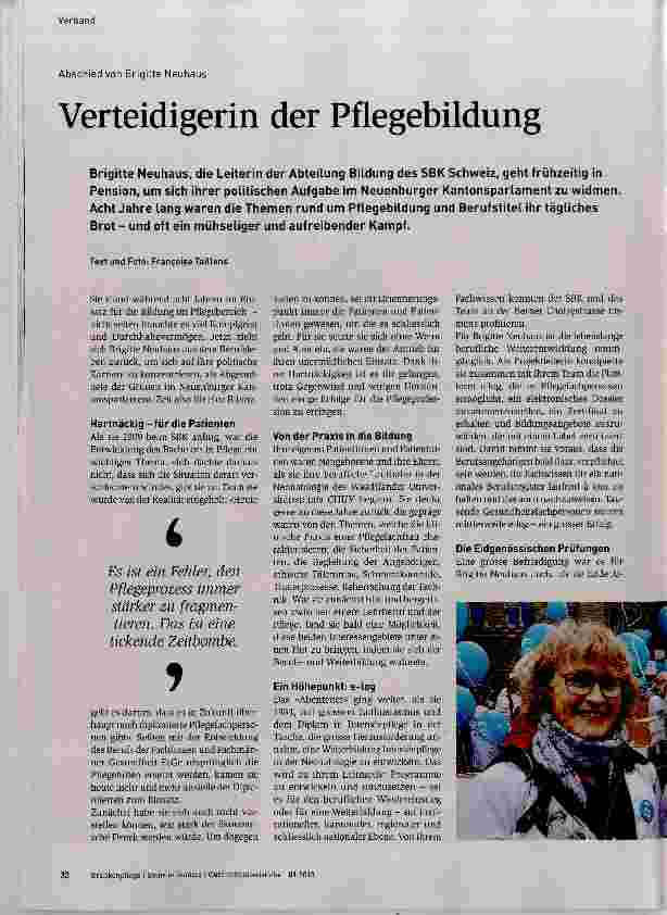 Vorschauseite 1: Verteidigerin der Pflegebildung