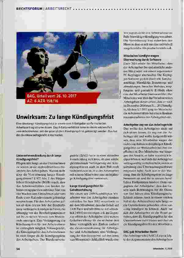 Vorschauseite 1: Unwirksam: Zu lange Kündigungsfrist