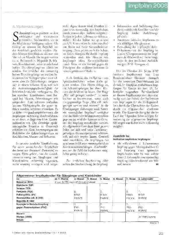 Vorschauseite 2: Impfplan 2008