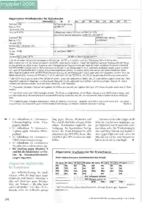 Vorschauseite 3: Impfplan 2008