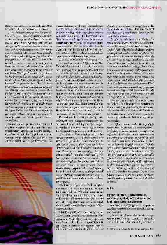 Vorschauseite 2: Beatmete Kinder und Jugendliche ein ganz besonderes Problem