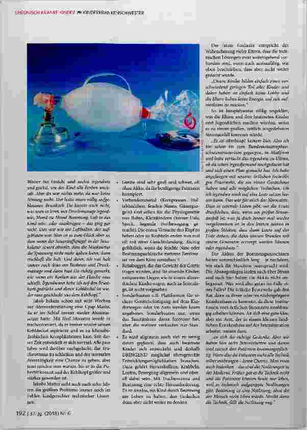 Vorschauseite 3: Beatmete Kinder und Jugendliche ein ganz besonderes Problem