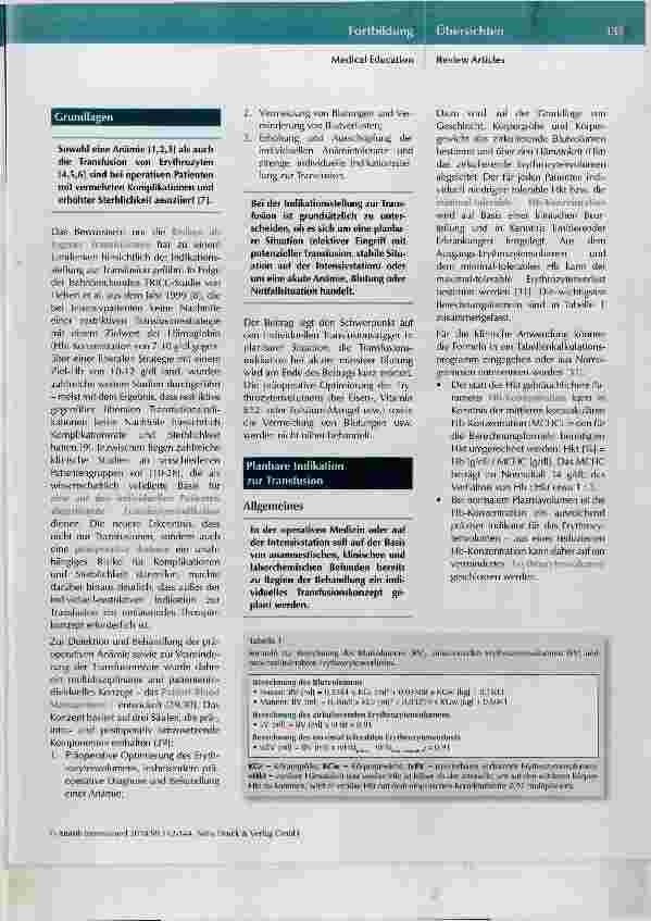 Vorschauseite 2: Der individualisierte Transfusionstrigger