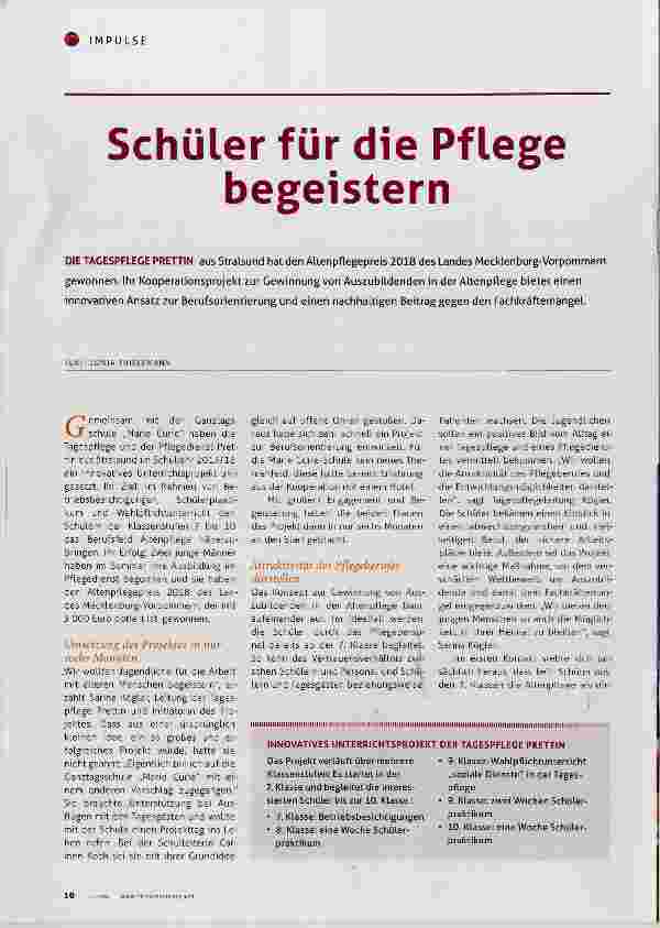 Vorschauseite 1: Schüler für die Pflege begeistern