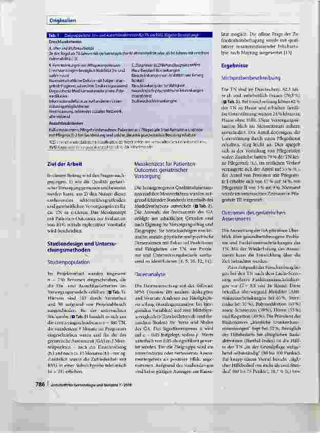 Vorschauseite 2: Geriatrisches Case Management am Küchentisch Patienten-Outcomes im Modellprojekt Regionales Versorgungskonzept Geriatrie im Kreis Lippe