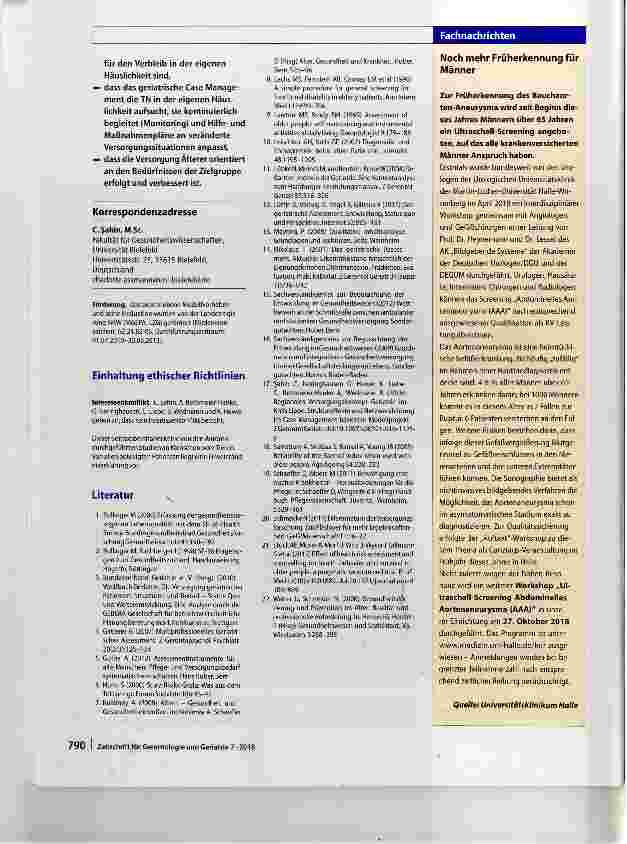 Vorschauseite 6: Geriatrisches Case Management am Küchentisch Patienten-Outcomes im Modellprojekt Regionales Versorgungskonzept Geriatrie im Kreis Lippe