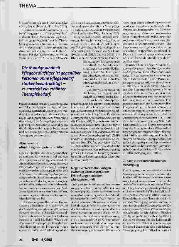 Vorschauseite 2: Mundgesundheit bei Pflegebedürftigen Wie können Versorgungsmaßnahmen ankommen?