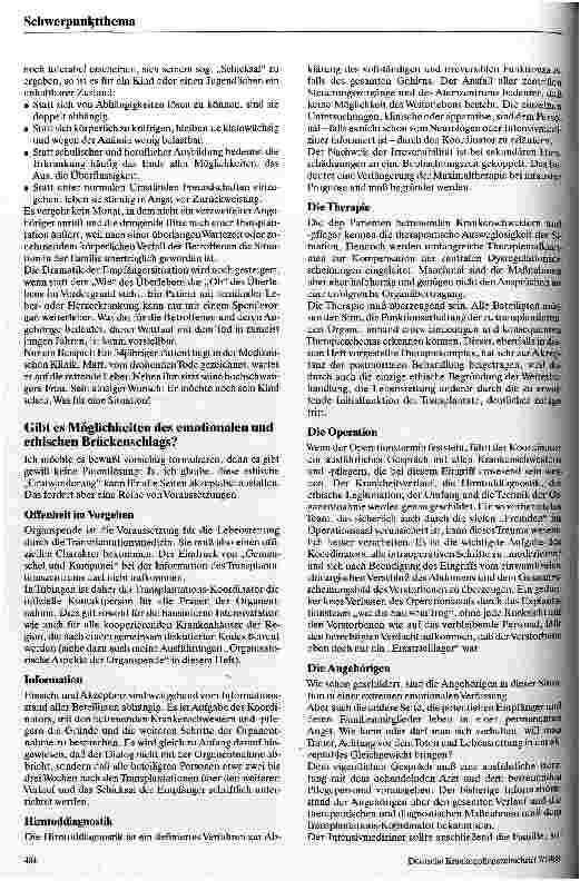 Vorschauseite 2: Emotionen, Ängste, Hoffnungen Probleme der Organspende