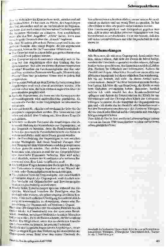 Vorschauseite 3: Emotionen, Ängste, Hoffnungen Probleme der Organspende