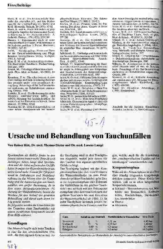 Vorschauseite 1: Ursachen und Behandlung von Tauchunfällen