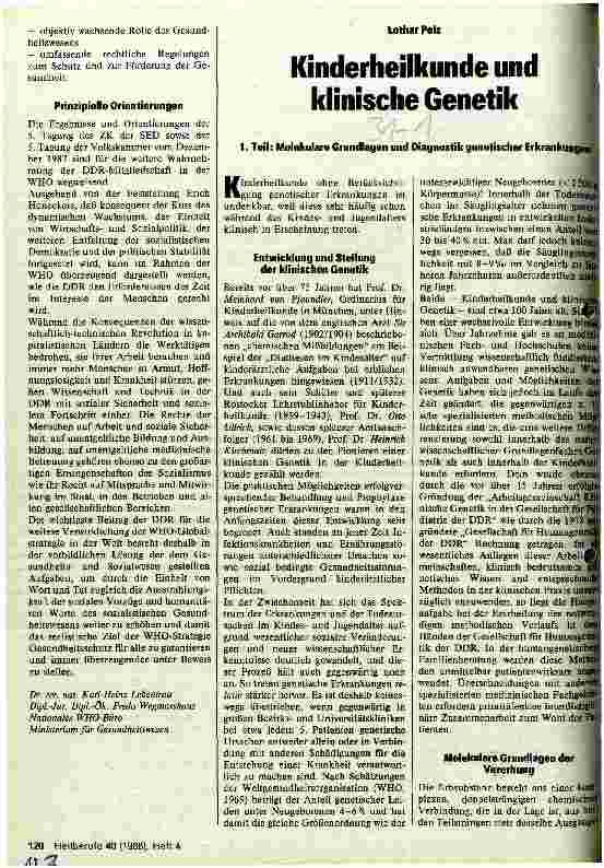 Vorschauseite 1: Kinderheilkunde und klinische Genetik