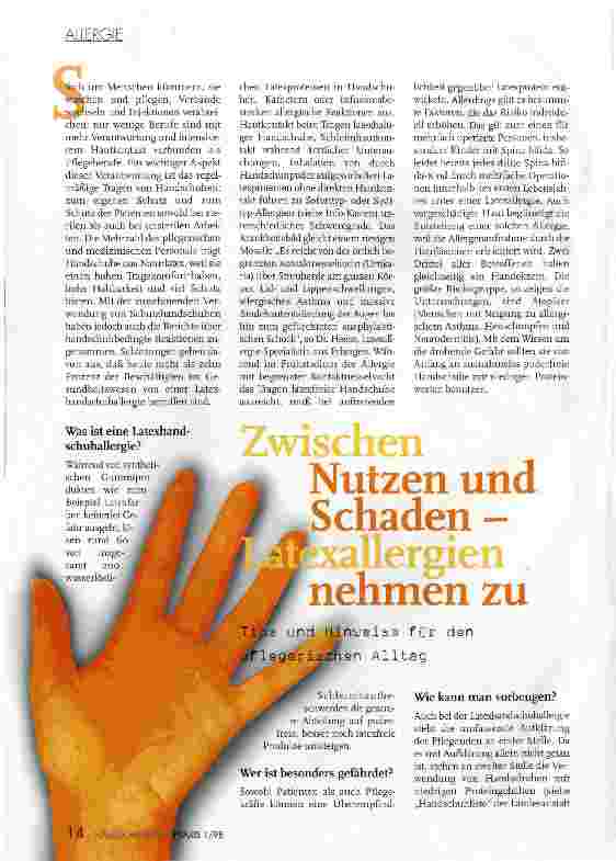 Vorschauseite 1: Zwischen Nutzen und Schaden - Latexallergien nehmen zu Tips und Hinweise für den pflegerischen Alltag