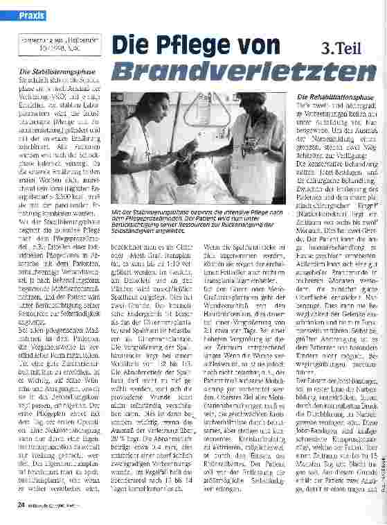 Vorschauseite 1: Die Pflege von Brandverletzten (Teil 3)