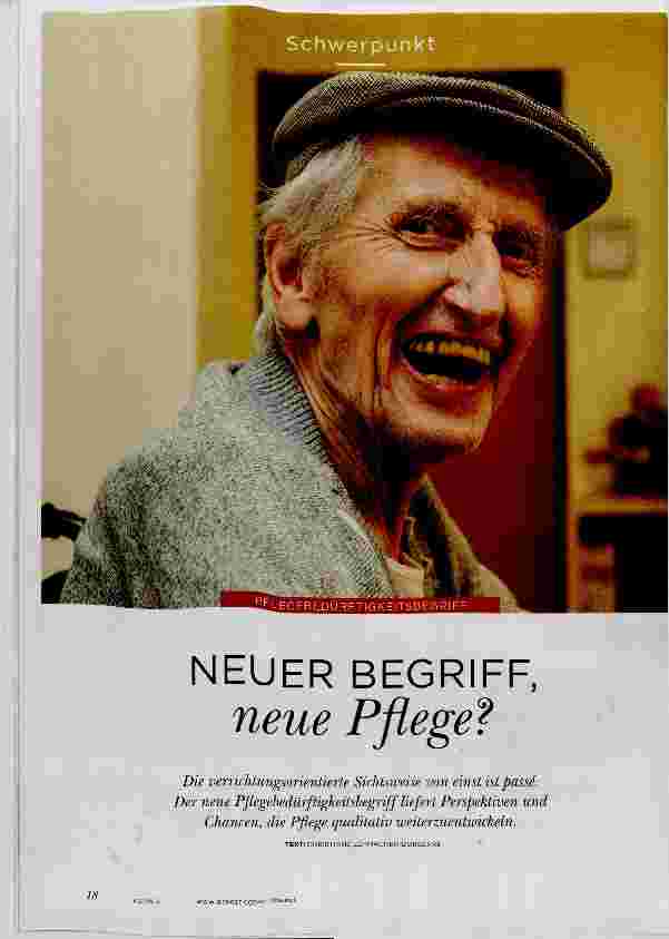 Vorschauseite 1: NEUER BEGRIFF, neue Pflege?