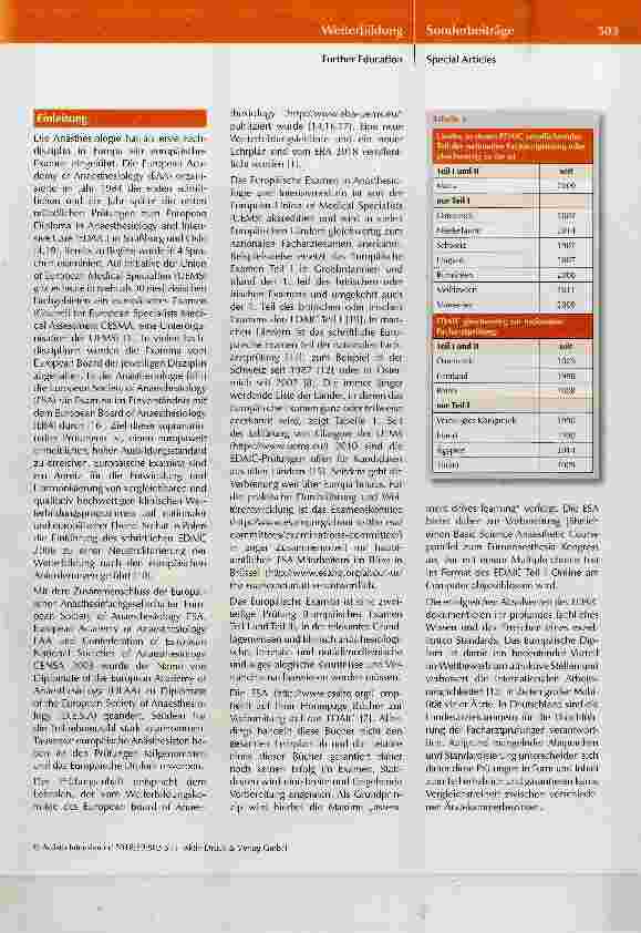 Vorschauseite 2: Das Europäische Examen in Anästhesiologie und Intensivmedizin (EDAIC)