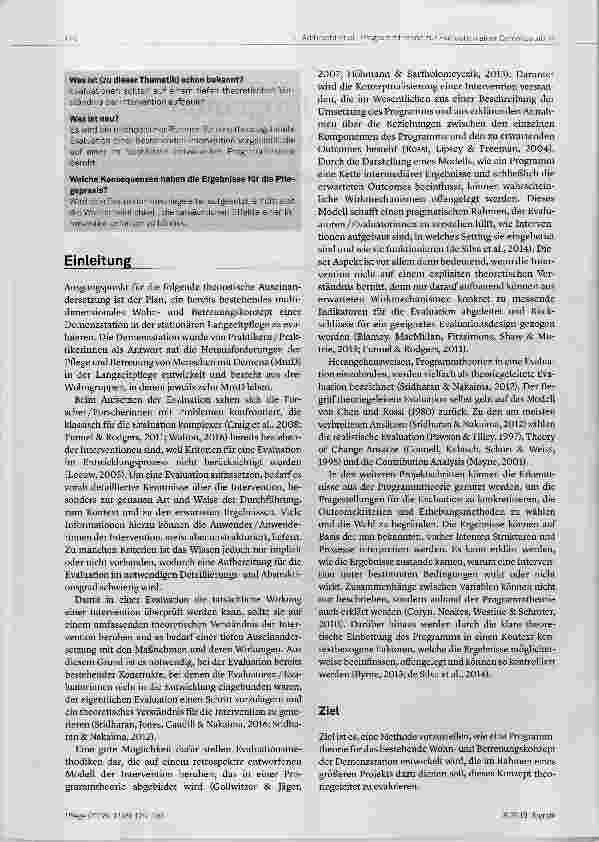 Vorschauseite 2: Entwicklung einer Programmtheorie als Grundlage für die Evaluation einer Demenzstation